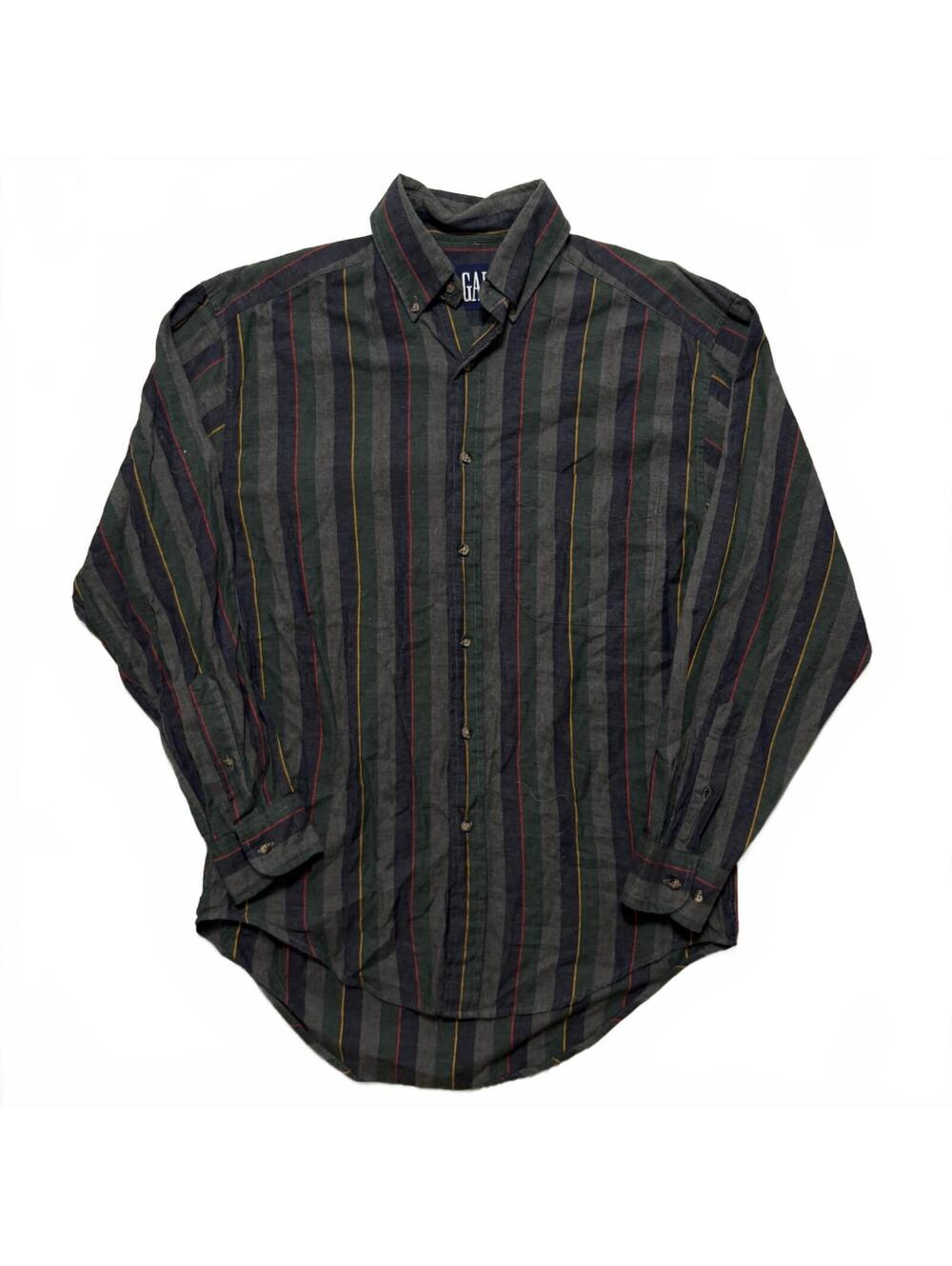 VTG 90's GAP Striped Long Sleeve Button Down Shirt Men's S Gray Blue Preppy